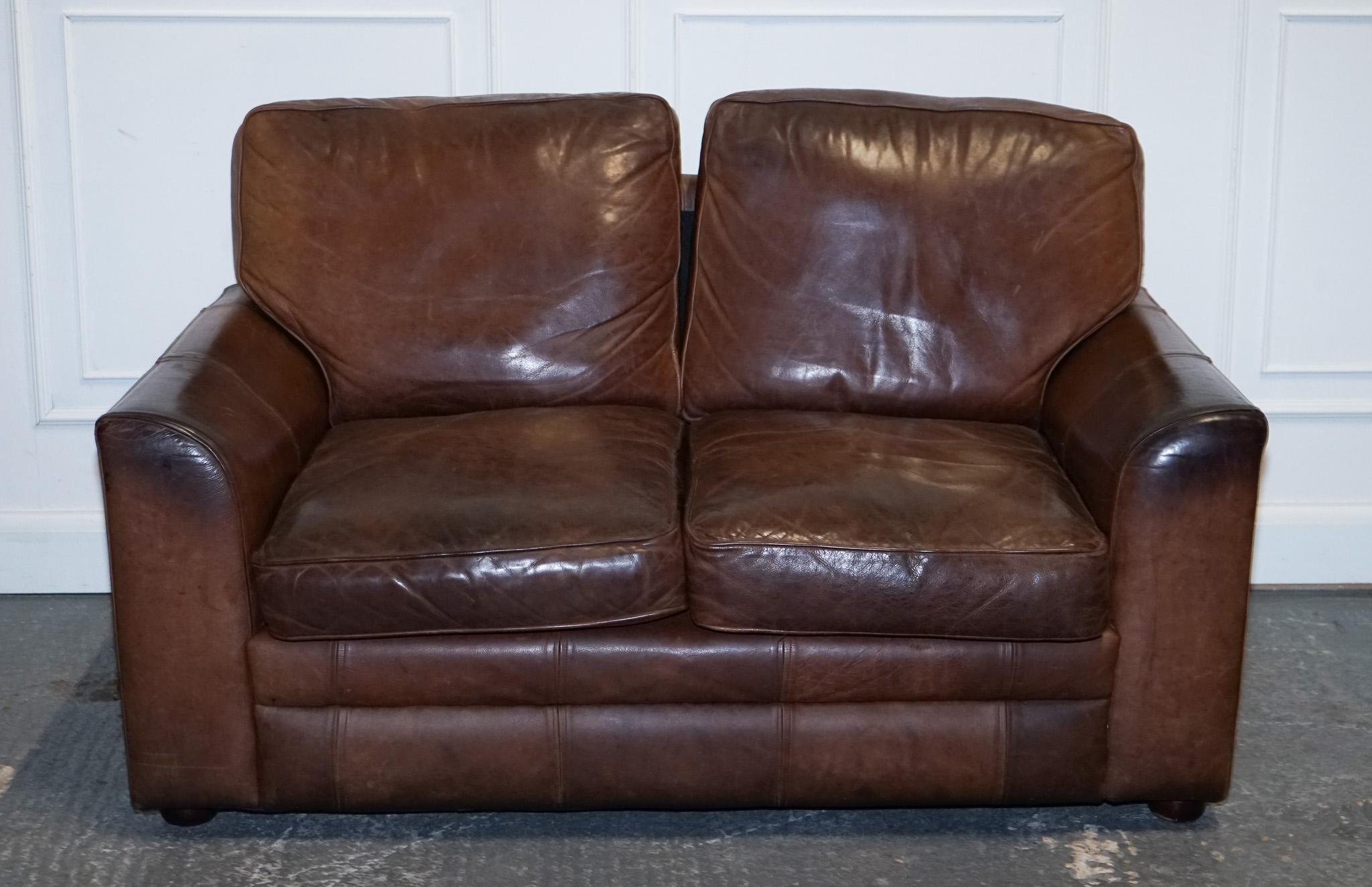 ViNTAGE HALO TWO SEATER  BROWN  LEATHER SOFA For Sale 6