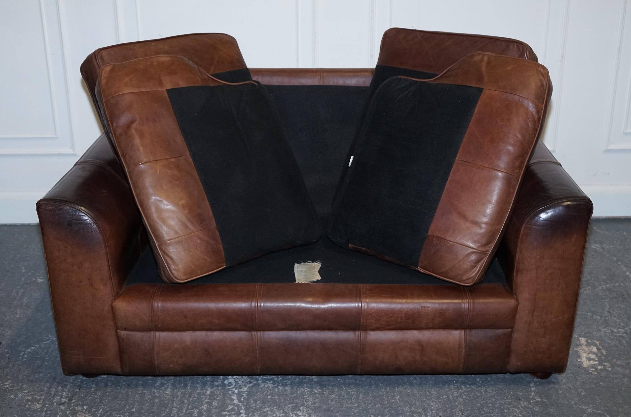 ViNTAGE HALO TWO SEATER  BROWN  LEATHER SOFA For Sale 8