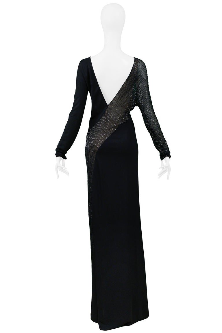 Vintage Halston Beaded Black Jersey Evening Gown For Sale at 1stDibs | vintage  halston dresses, black vintage halston, halston vintage