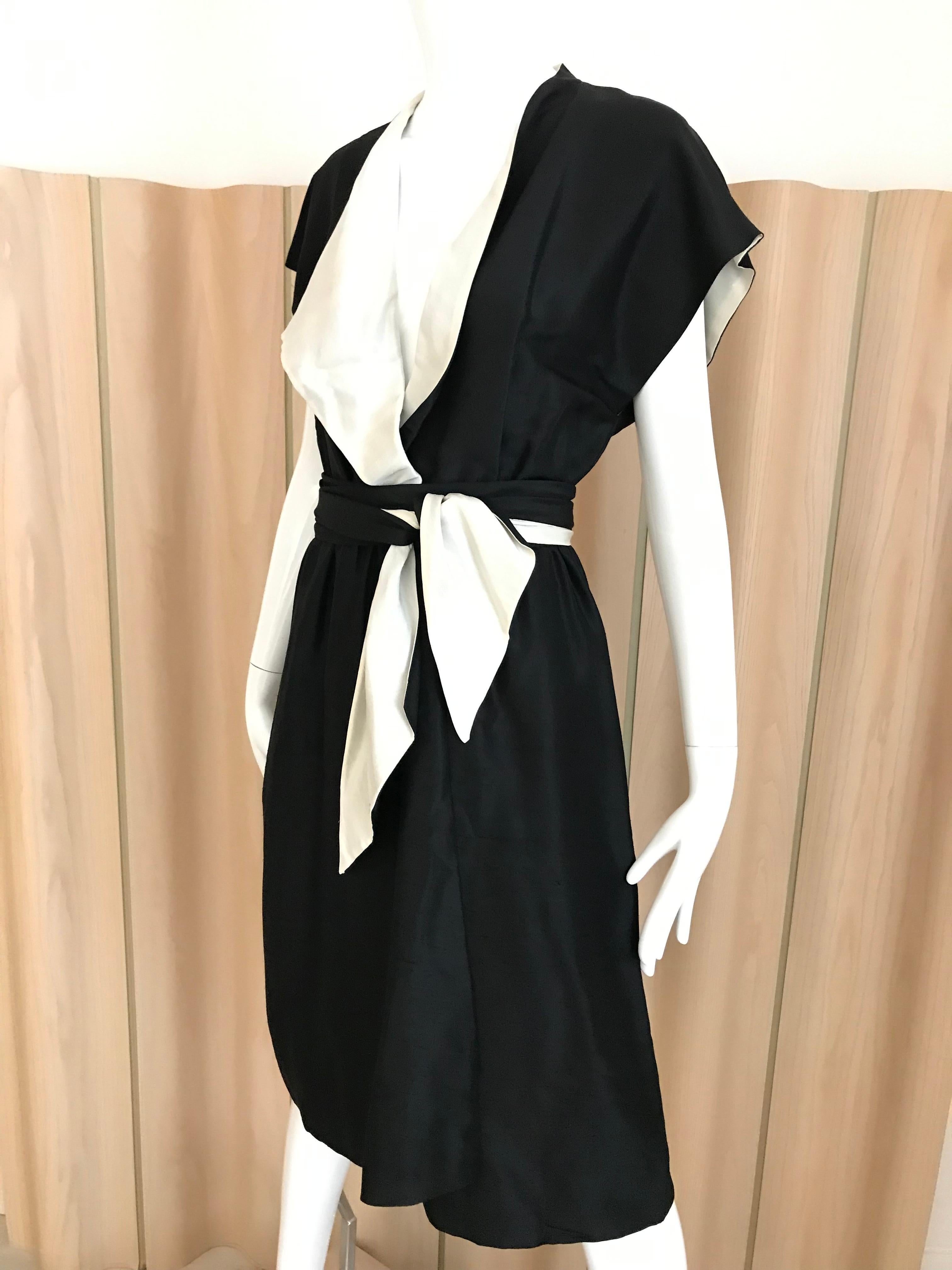 black silk wrap dress