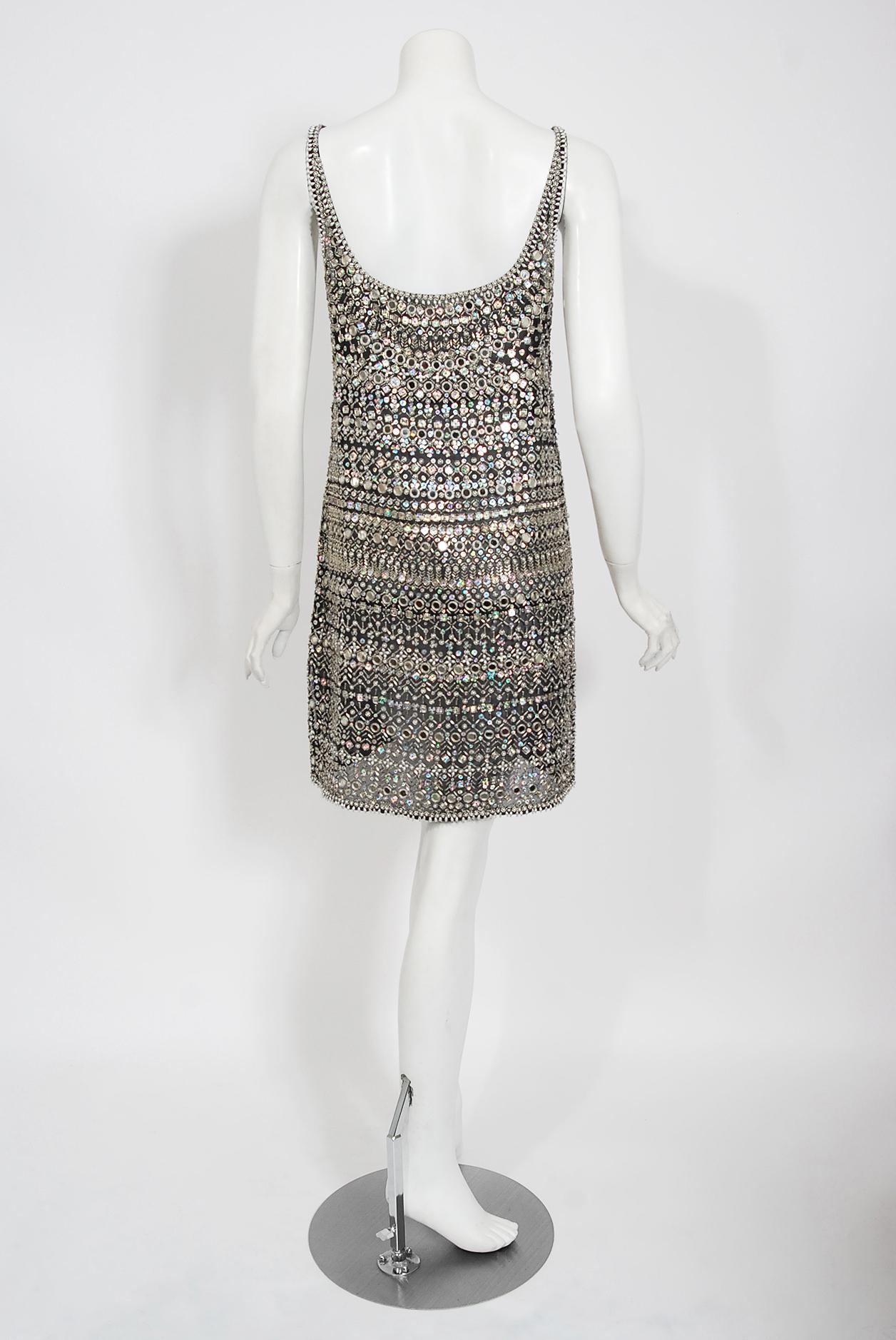 Vintage Halston Couture Beaded Mirror Mini Dress & Jacket Made For Liza Minnelli 8