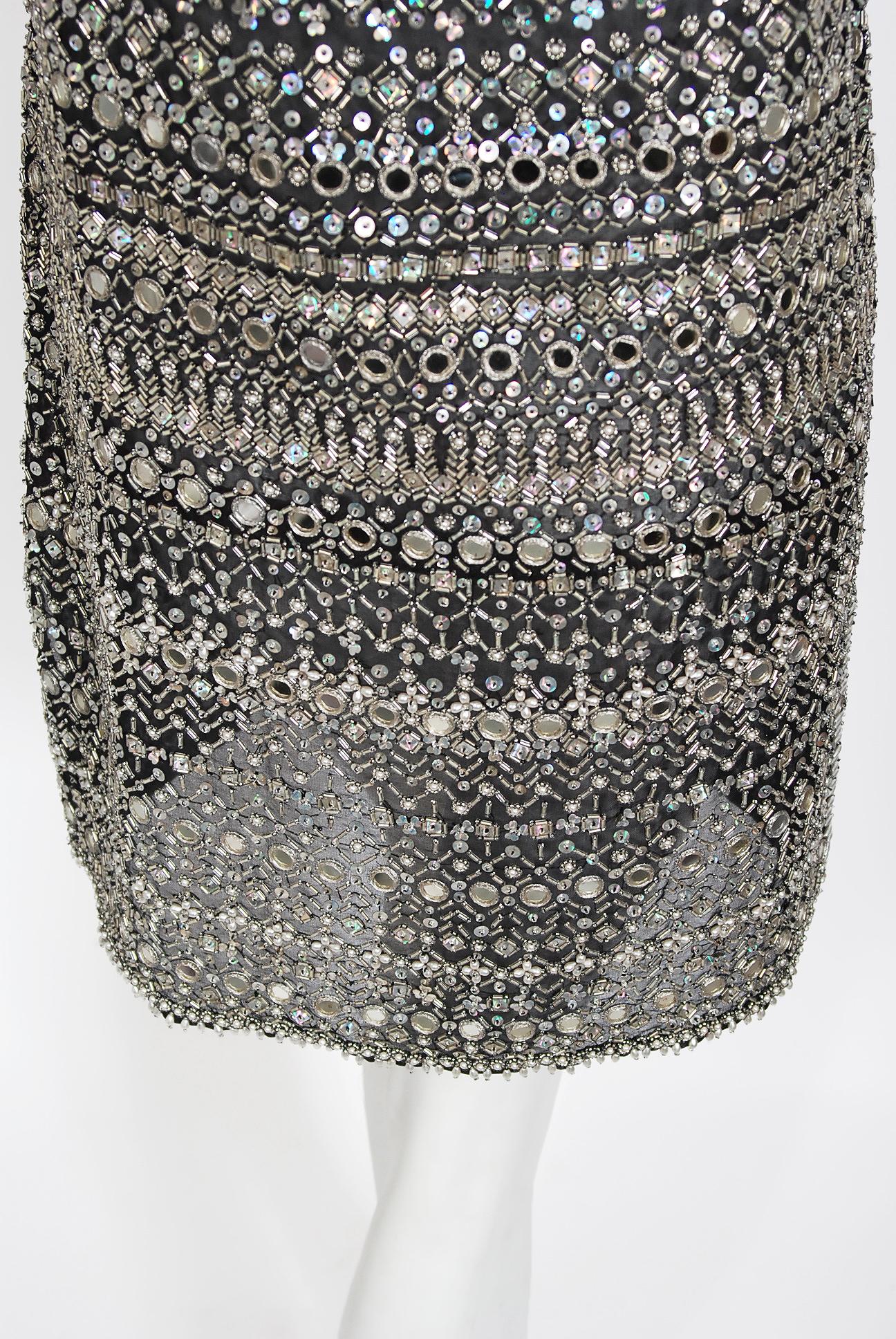 Vintage Halston Couture Beaded Mirror Mini Dress & Jacket Made For Liza Minnelli 10