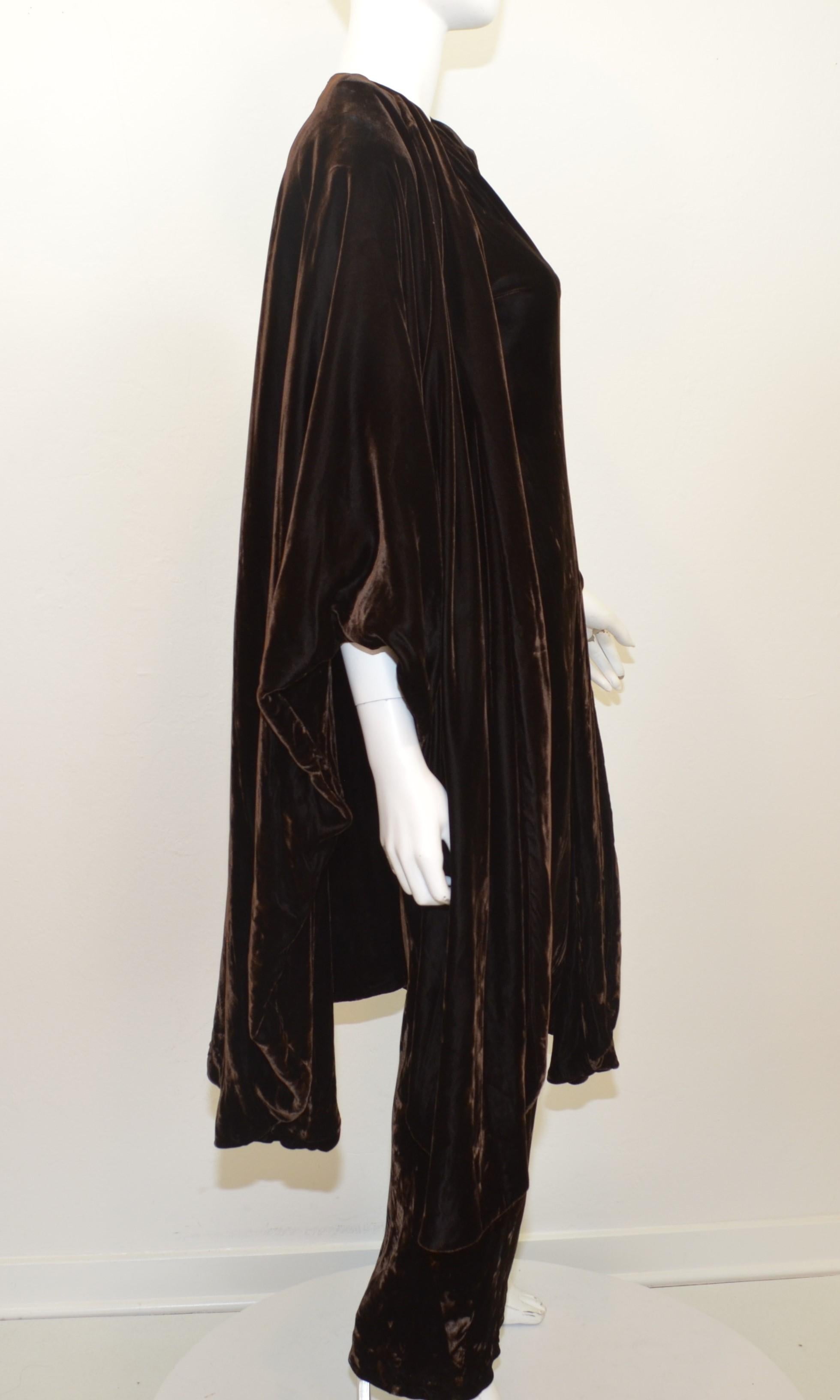 Women's Vintage Halston Crushed Velvet Gown with Cape