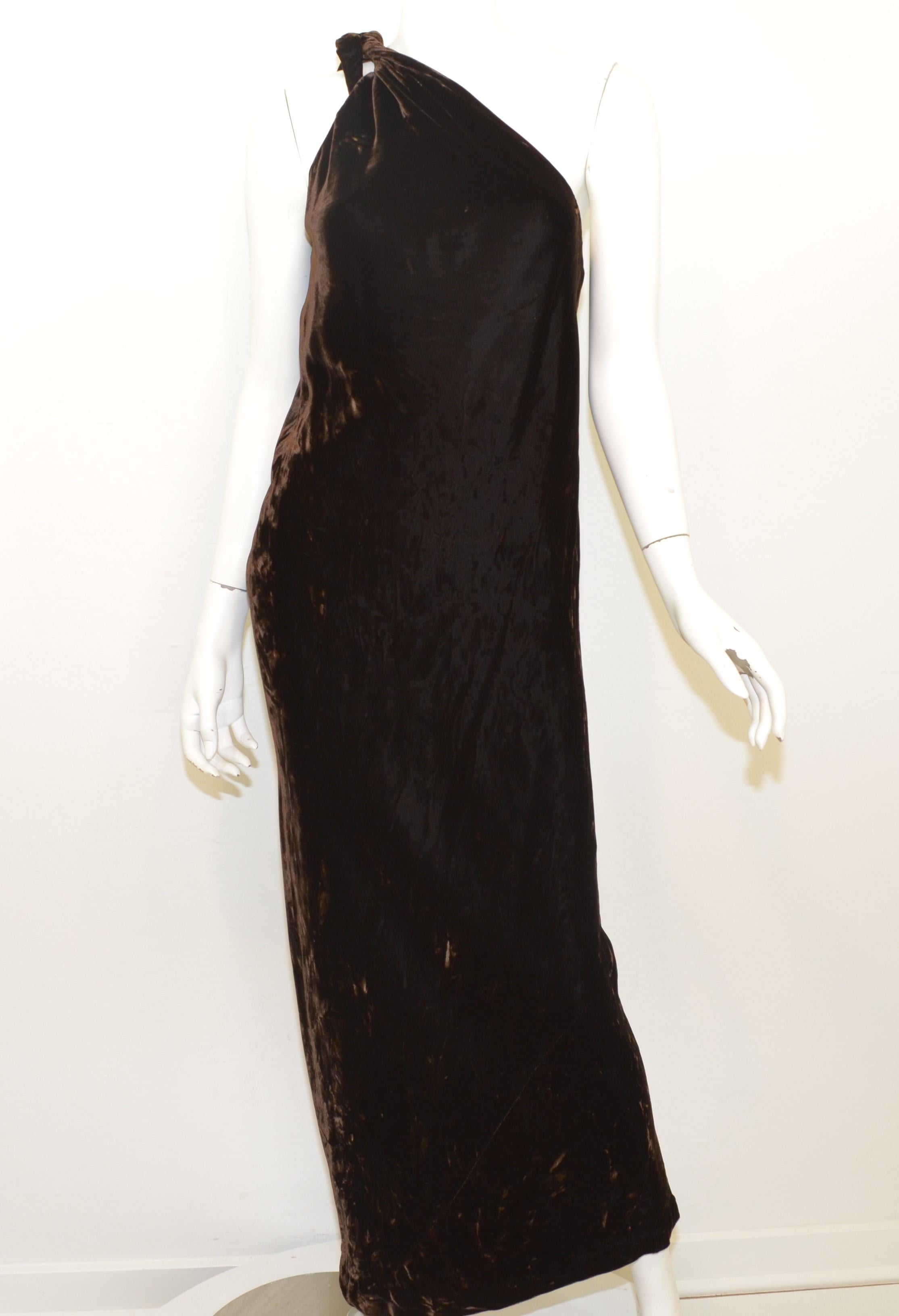 Vintage Halston Crushed Velvet Gown with Cape 2