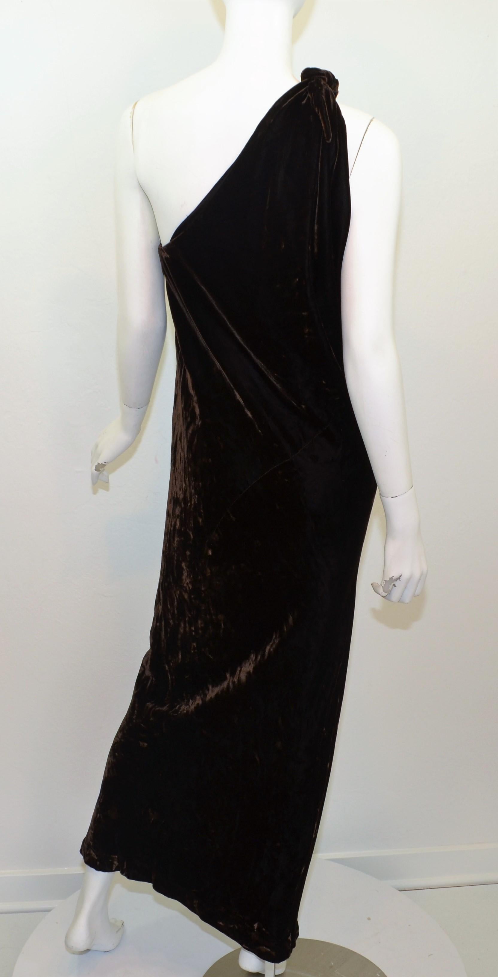 Vintage Halston Crushed Velvet Gown with Cape 3