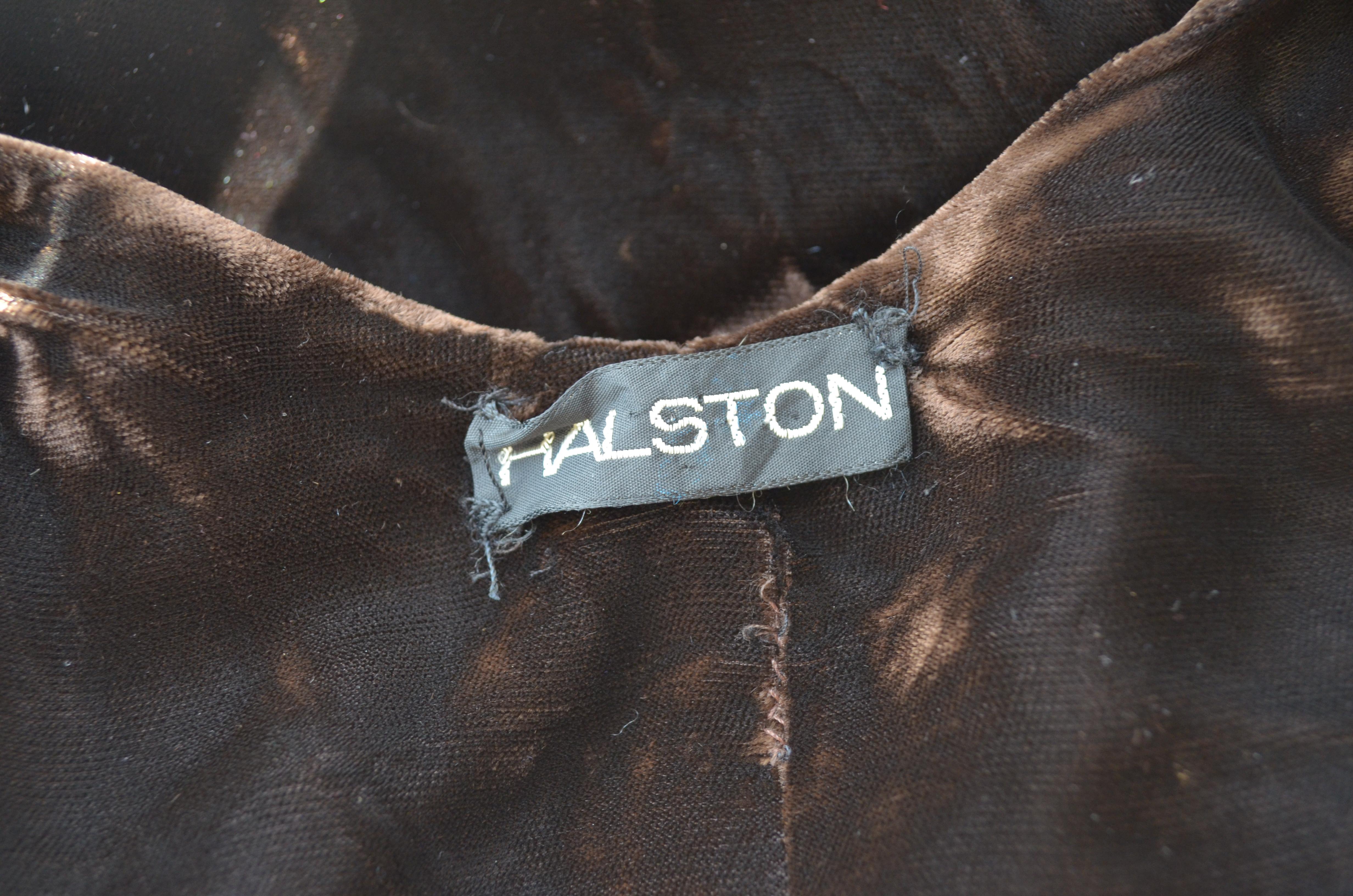 Vintage Halston Crushed Velvet Gown with Cape 4