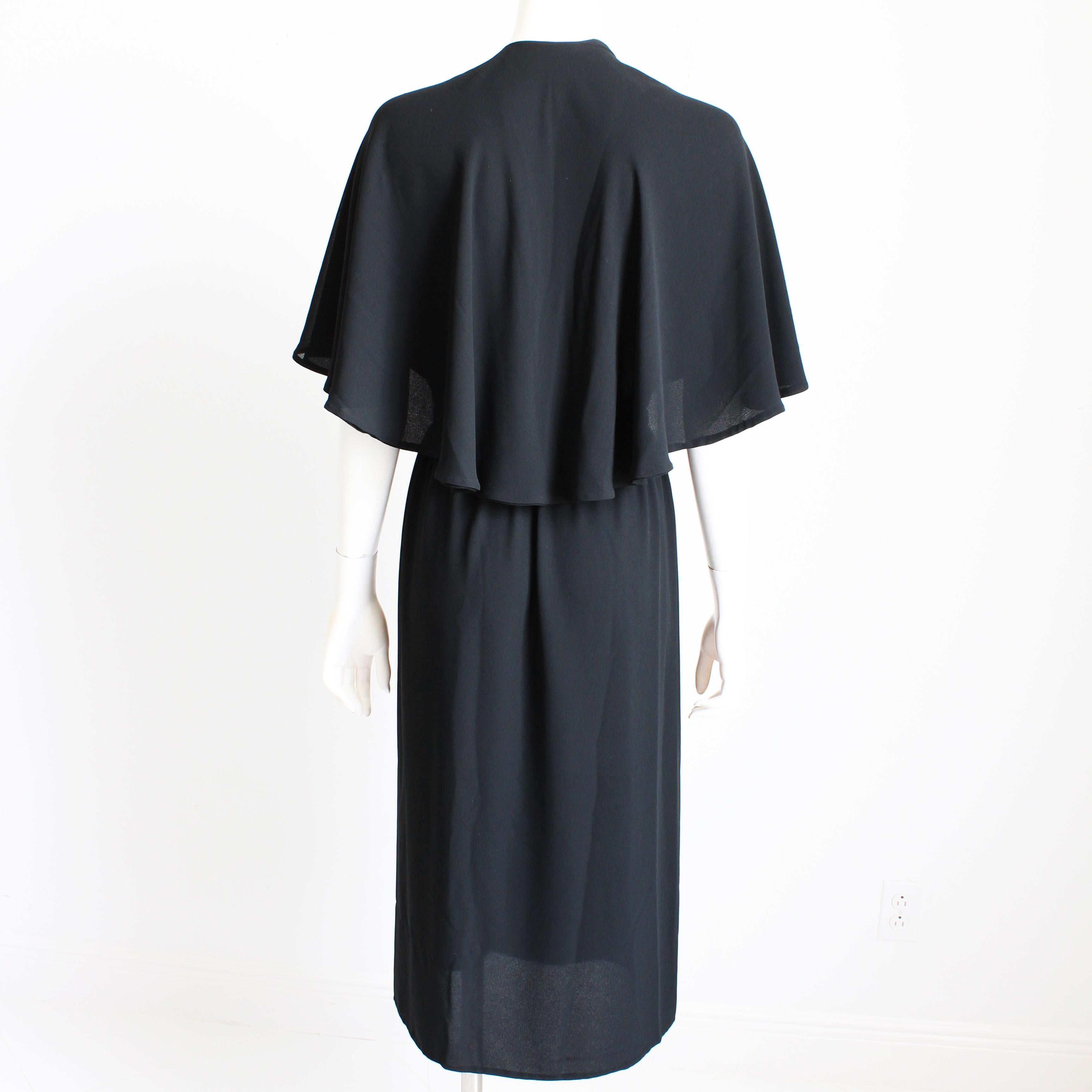 Vintage Halston Halter Dress Silk Wrap Style Attached Angel Sleeve Capelet 70s  For Sale 3