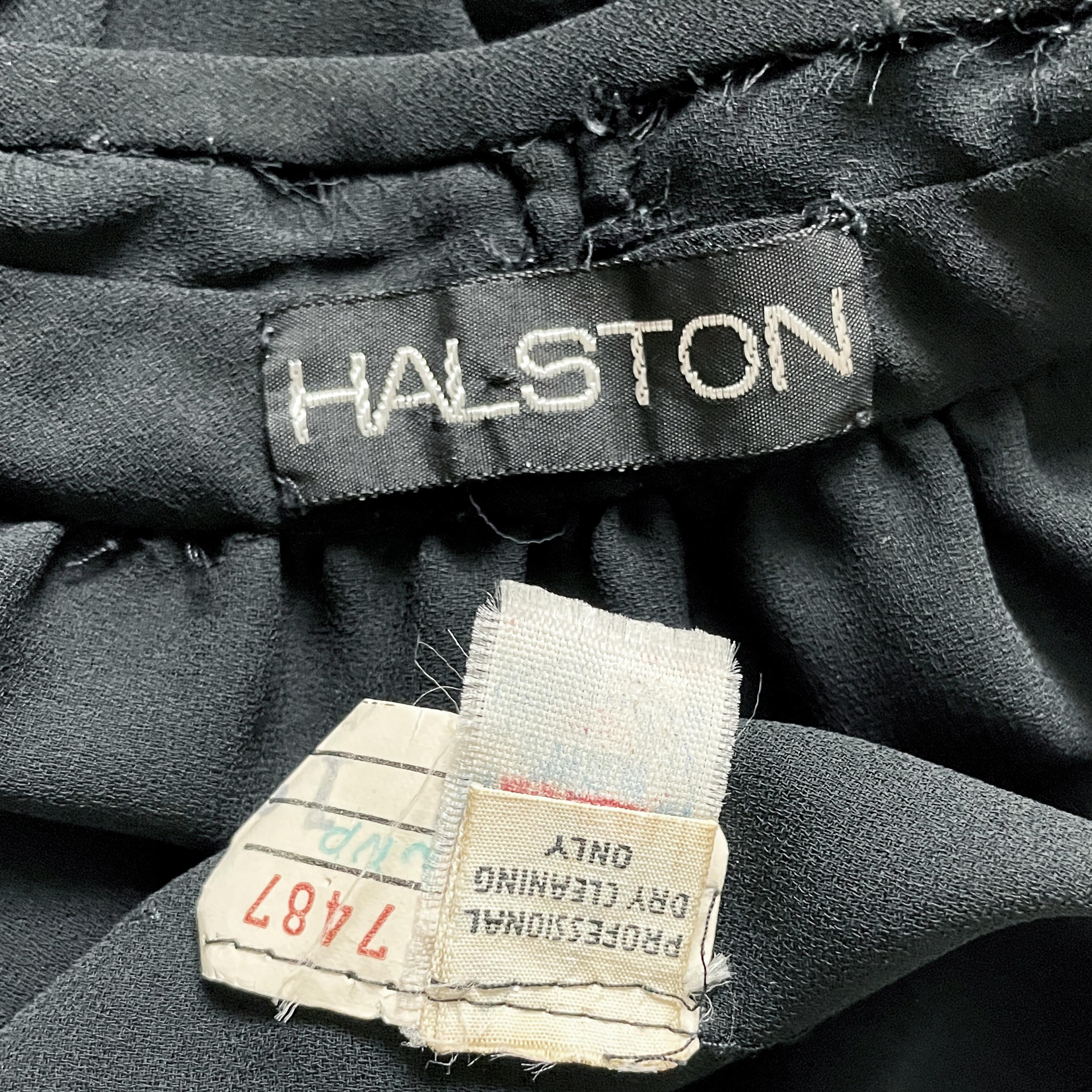 Vintage Halston Halter Dress Silk Wrap Style Open Back Angel Sleeve Capelet 70s For Sale 4