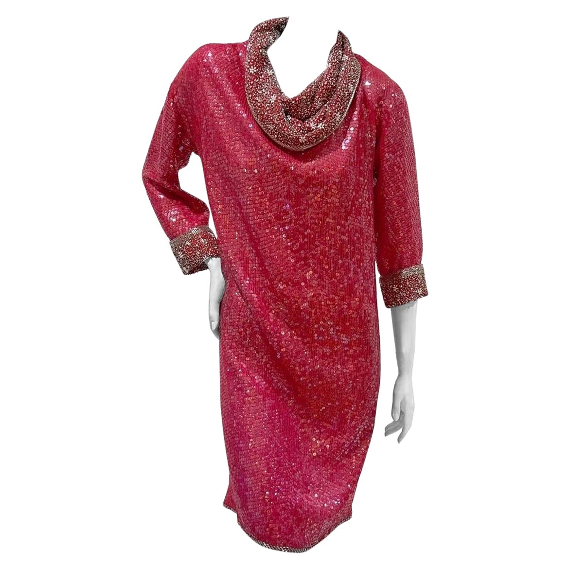 Vintage Halston Long Sleeve Sequin Dress (Circa 1970s)