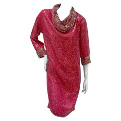 Vintage Halston Long Sleeve Sequin Dress (Circa 1970s)