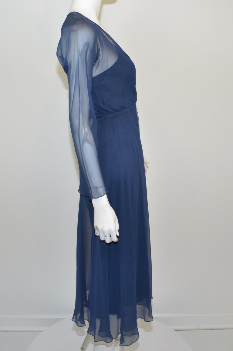 sachin and babi light blue dress Navy Blue Chiffon Maxi Dress by Baise Gaba at Pernia's Pop Up Shop 2026 main image 1