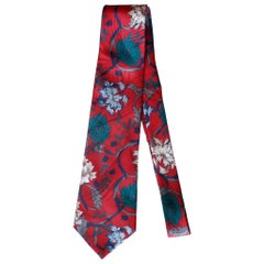 Vintage Halston Red Floral Pattern Tie