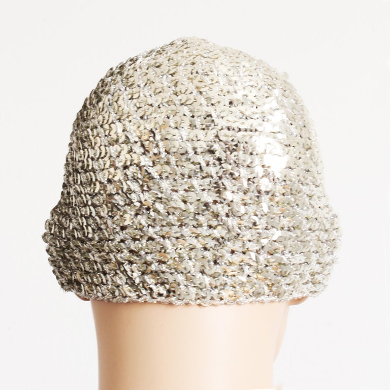 Vtg 70s Halston  Crocheted Sequin Disco Skull Cap Sequined skull cap vintage - Gem main image 2