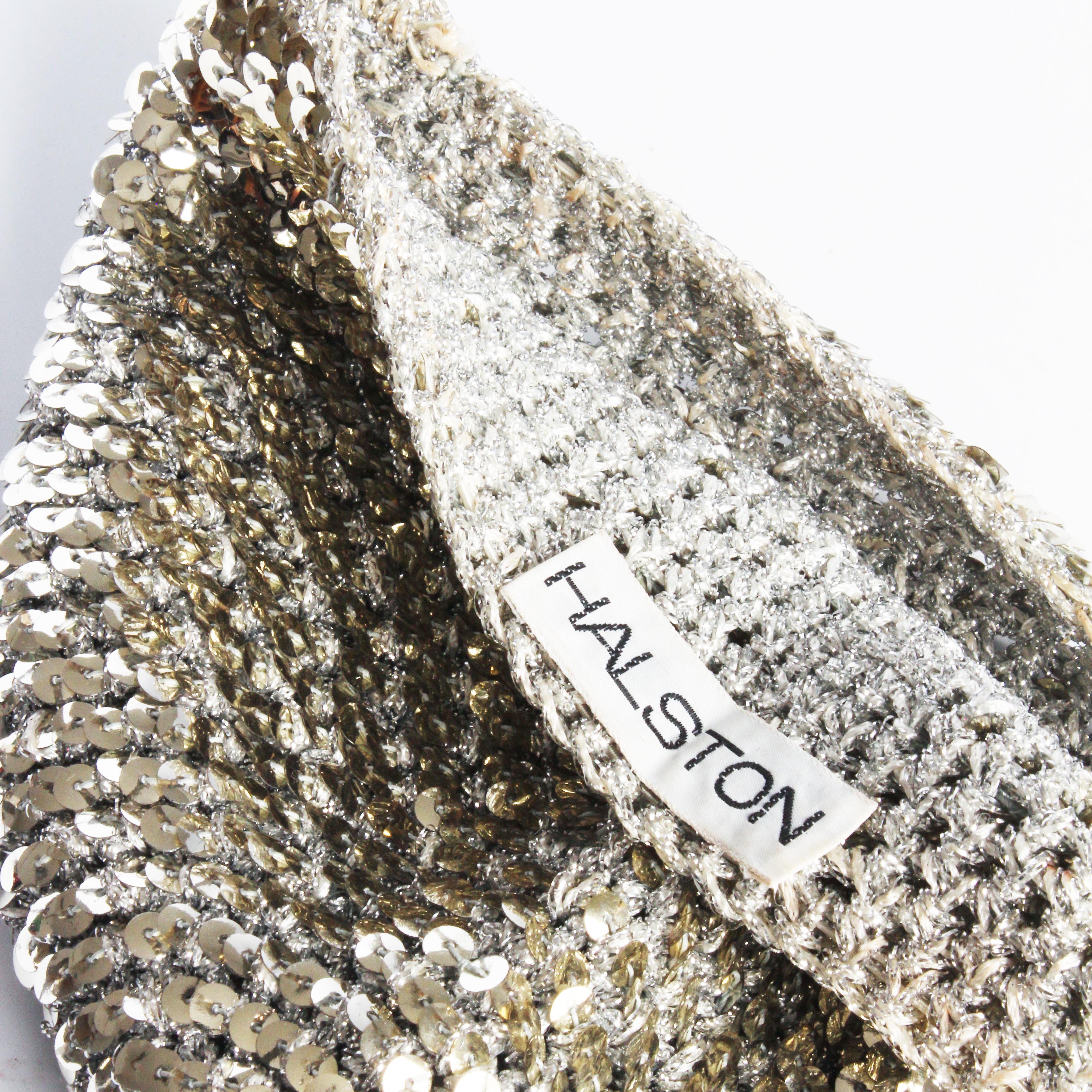 Vintage Halston Silver Sequins Hat Disco Skull Cap Festive Party Wear 1970s OS 2