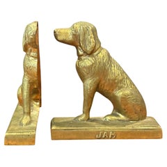 Sujetalibros vintage de latón con forma de perro «Ham & Jam» para el Mary Baldwin College, 1962