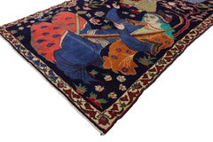 1960's Hamadan Dervish Pictorial Persian Rug with Modern Style
