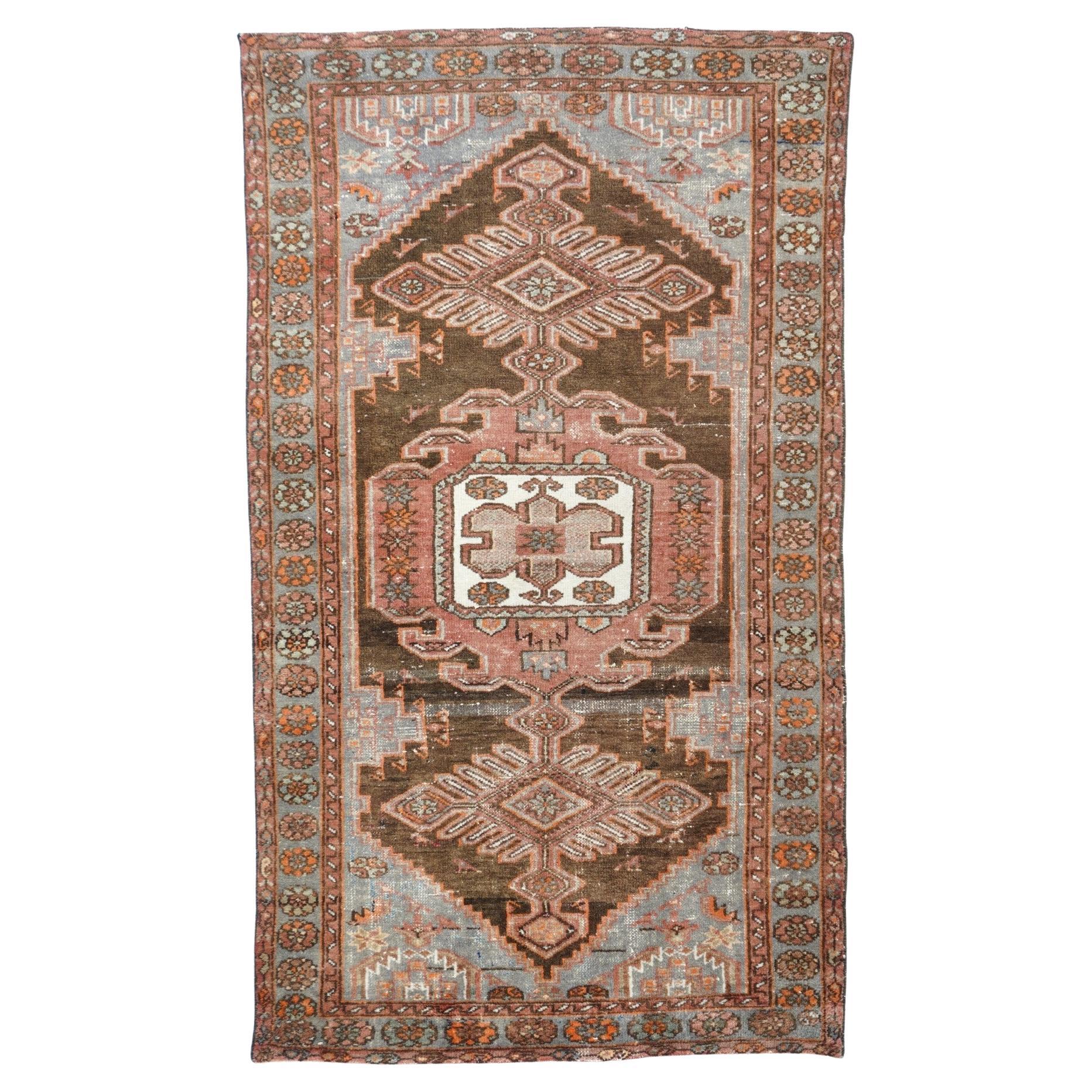 Hamadan-Teppich im Vintage-Stil 4'1'' x 7'1''