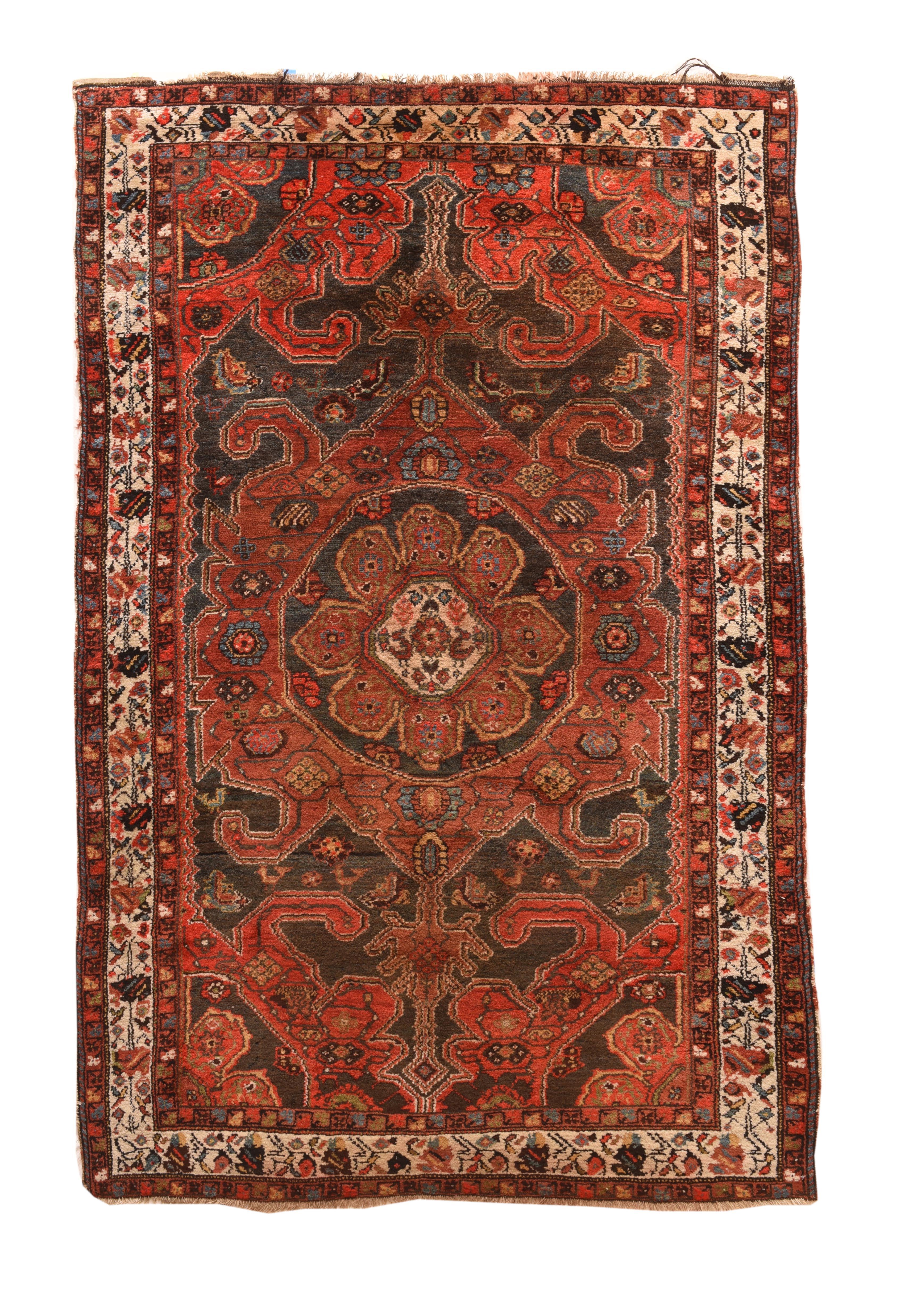 Hamadan Teppich 4'6'' x 6'9'' im Vintage-Stil im Zustand „Gut“ im Angebot in New York, NY