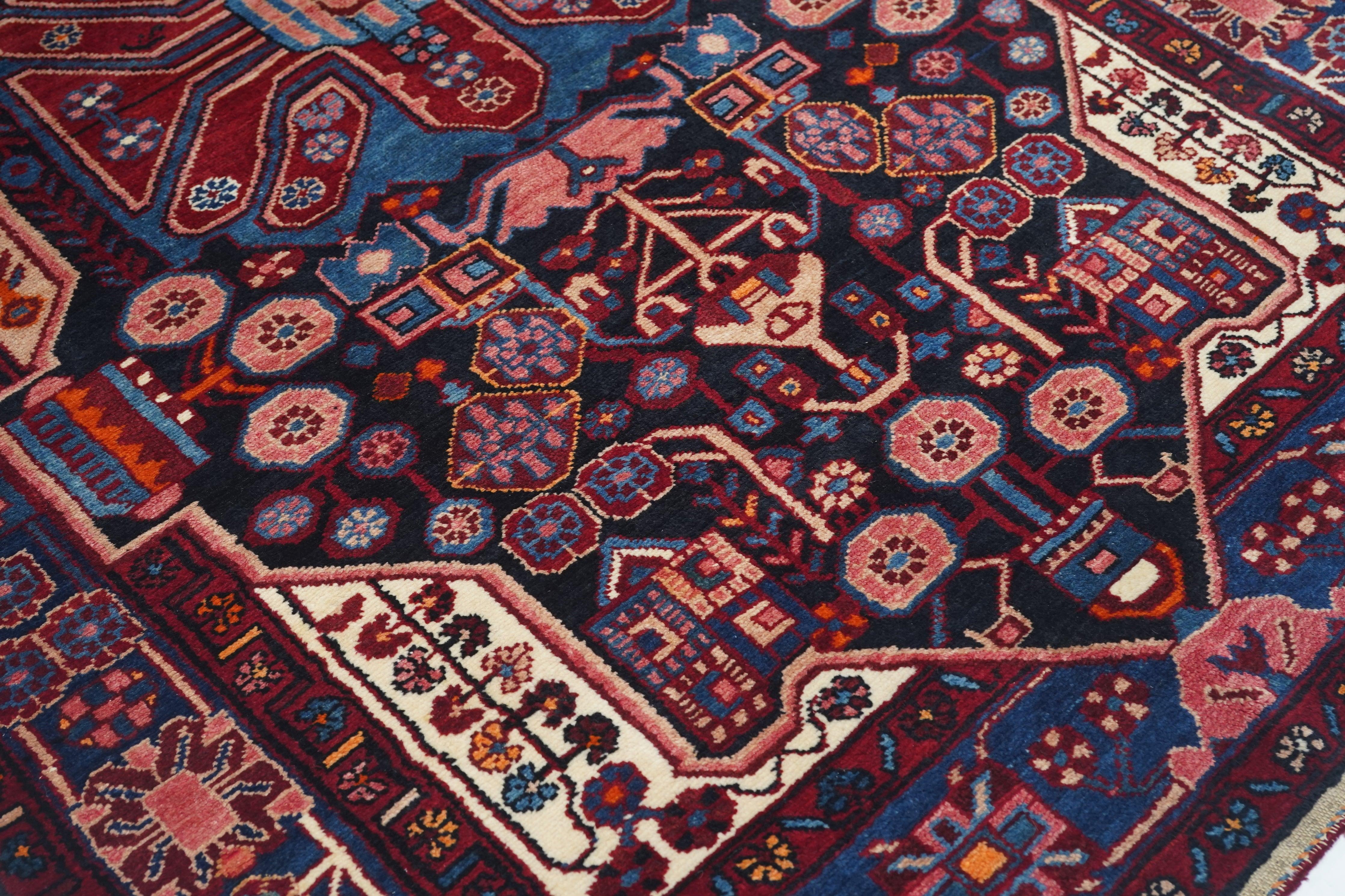 Hamadan-Teppich im Vintage-Stil 5'0'' x 8'2'' (20. Jahrhundert) im Angebot