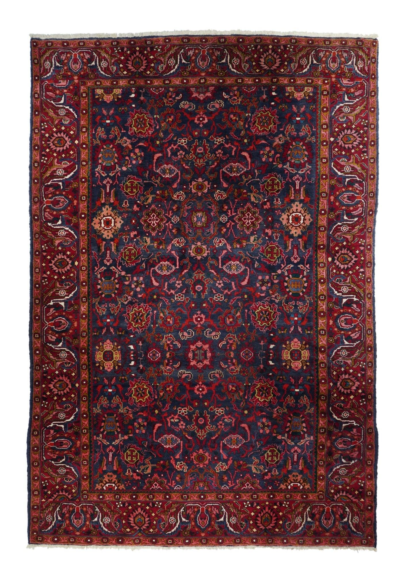 Vintage Hamadan Rug 7'5'' x 11'5'' In Excellent Condition For Sale In New York, NY
