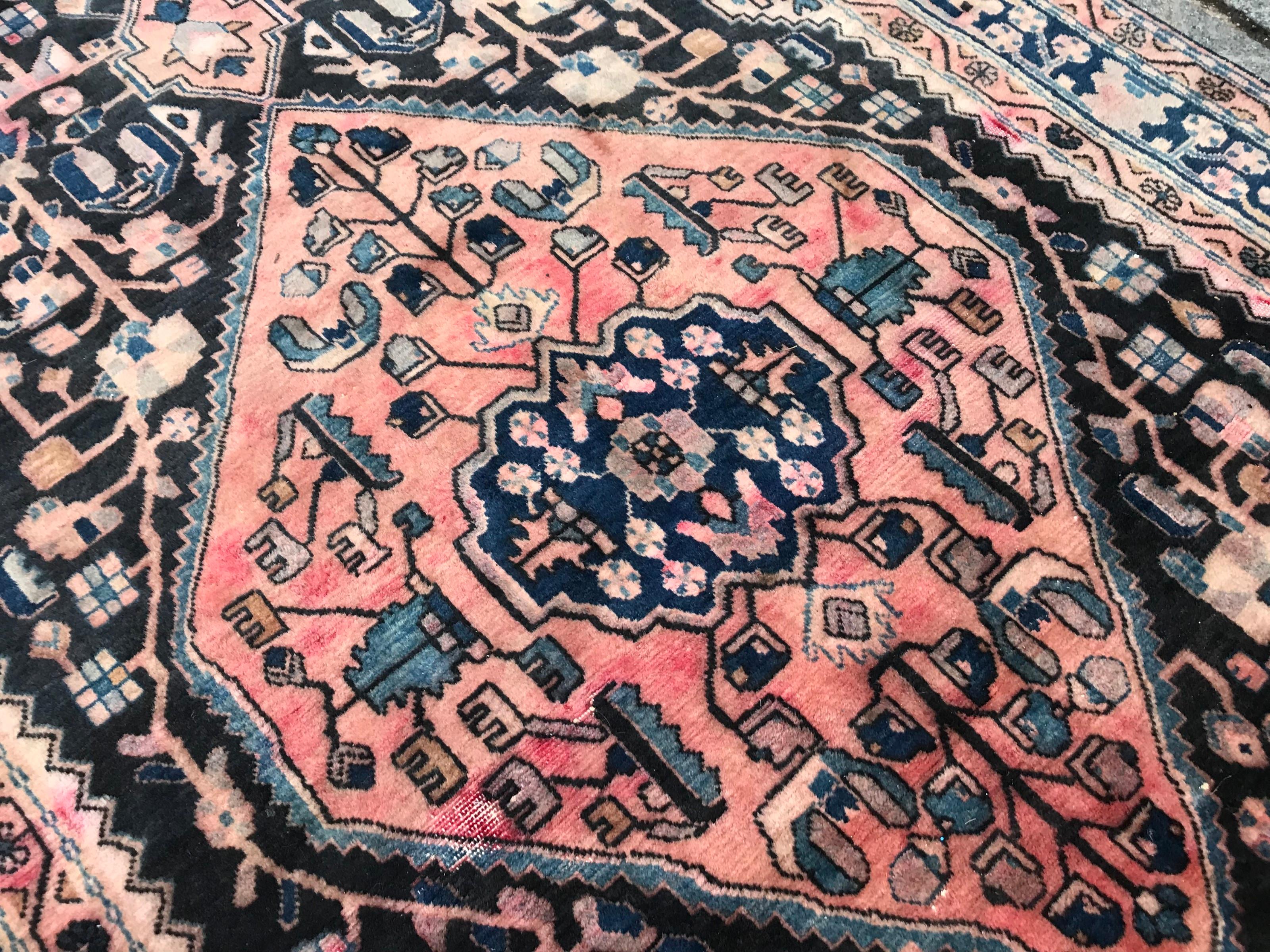 Wool Vintage Hamadan Rug For Sale