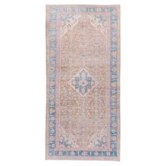 Vintage Hamadan Rug Medallion and Corner Design in Pastel Rose
