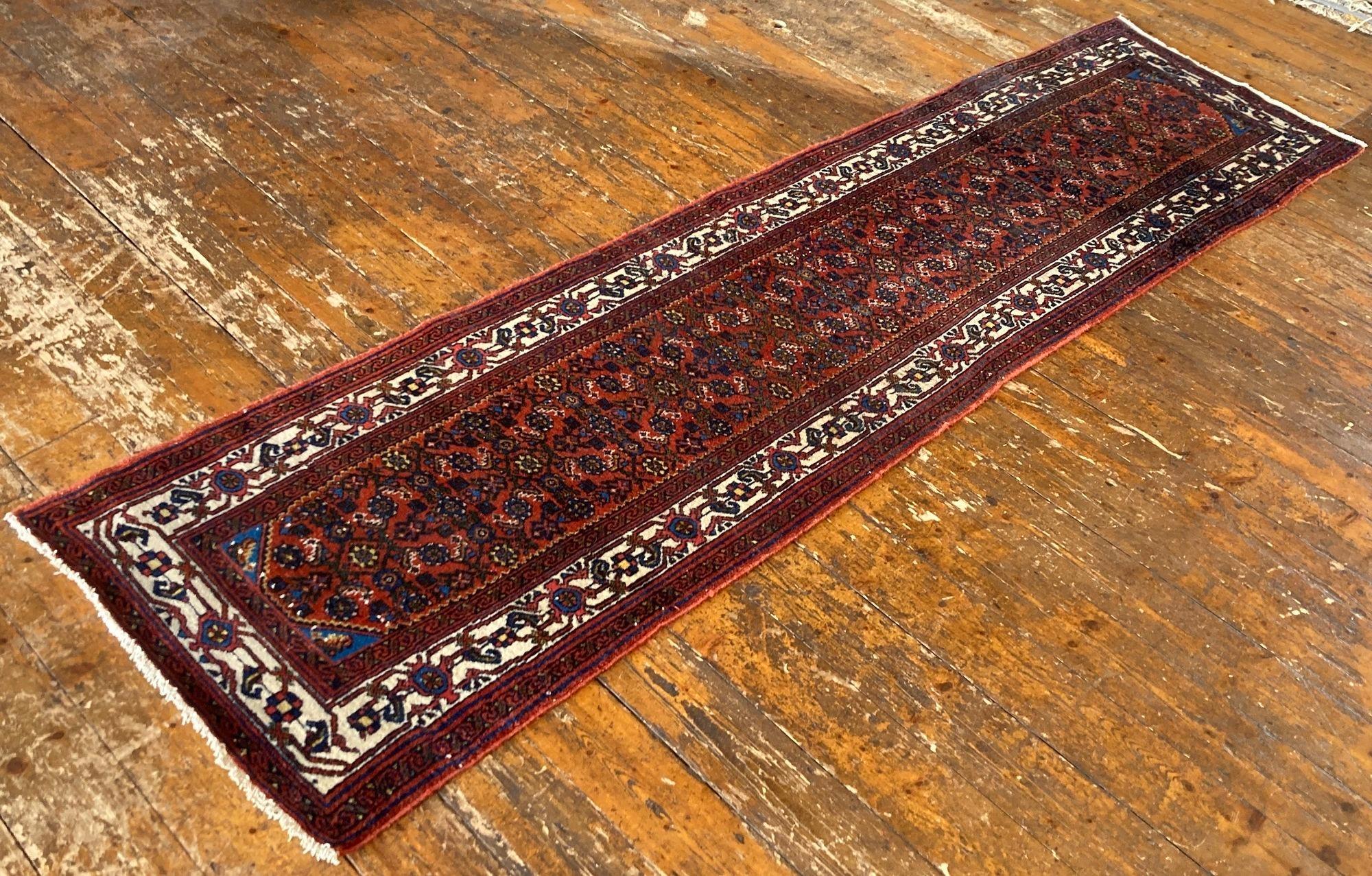 Mid-20th Century Vintage Hamadan Runner 2.83m x 0.76m For Sale