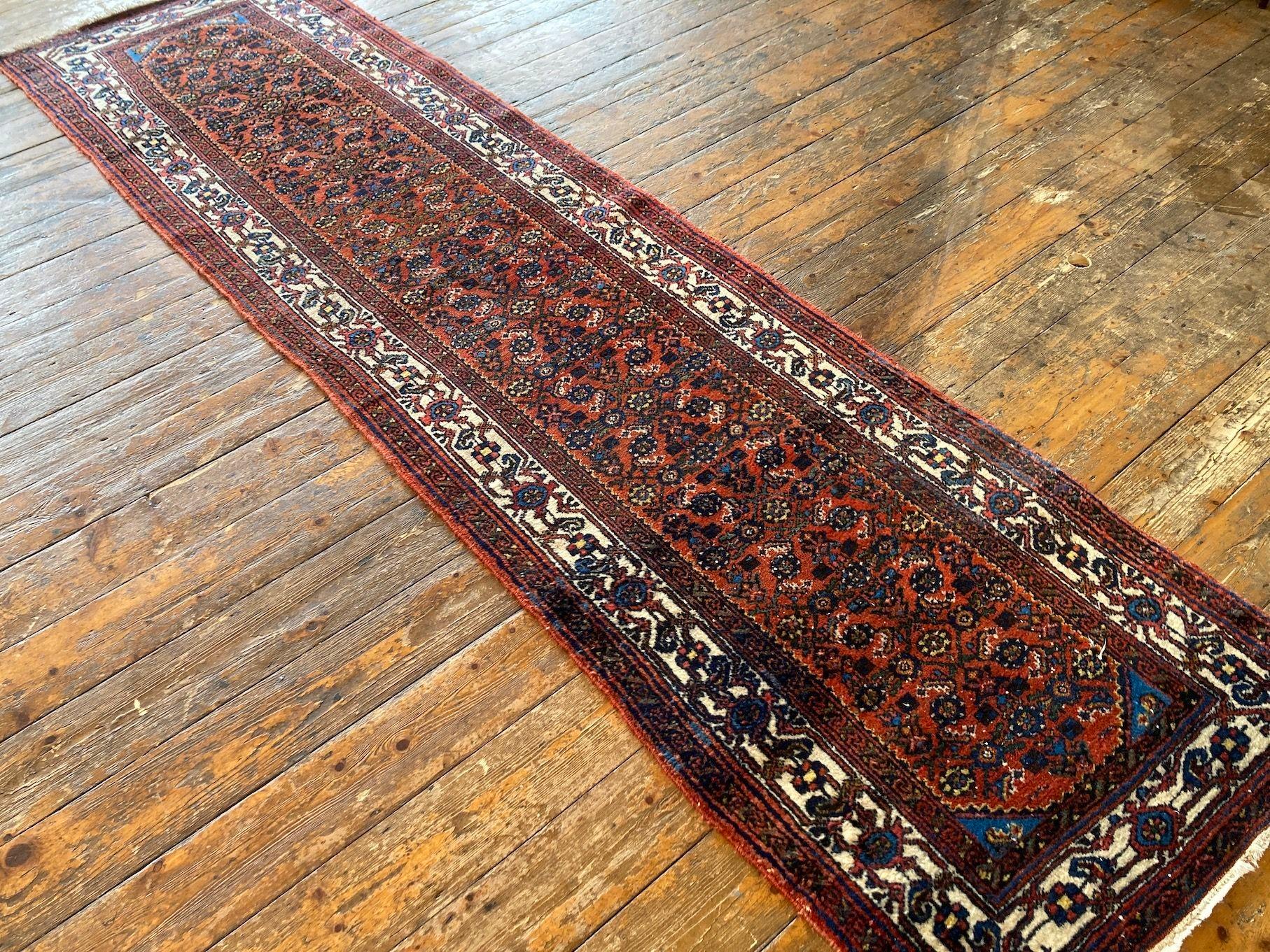 Wool Vintage Hamadan Runner 2.83m x 0.76m For Sale