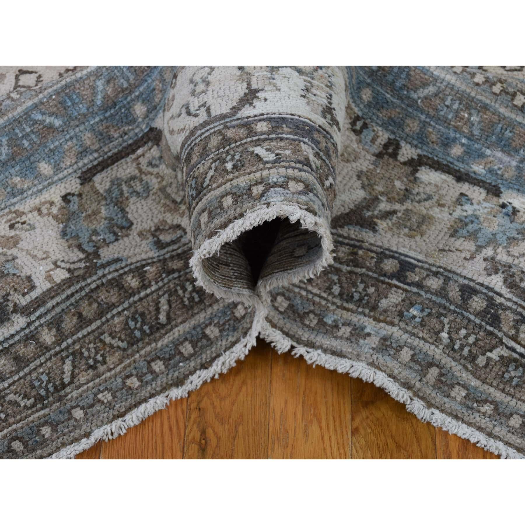 Vintage Hamadan with Grey and Blue Hand Knotted Oriental Rug In New Condition In Carlstadt, NJ