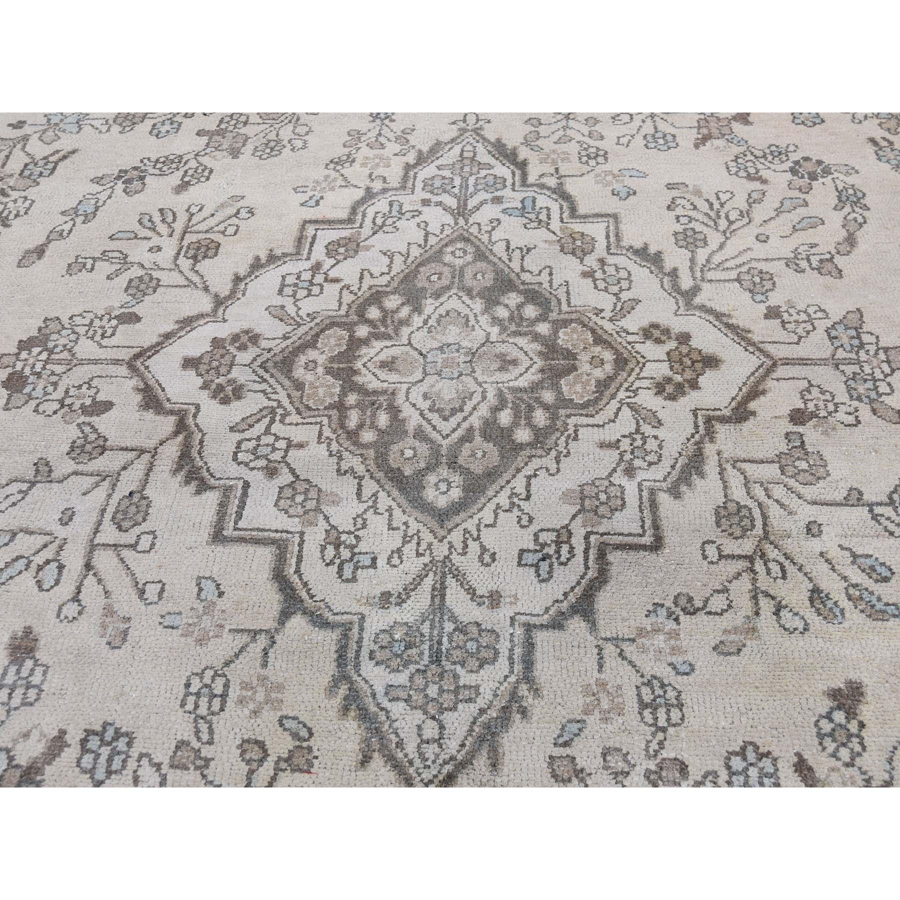 Vintage Hamadan with Grey and Blue Hand Knotted Oriental Rug 1