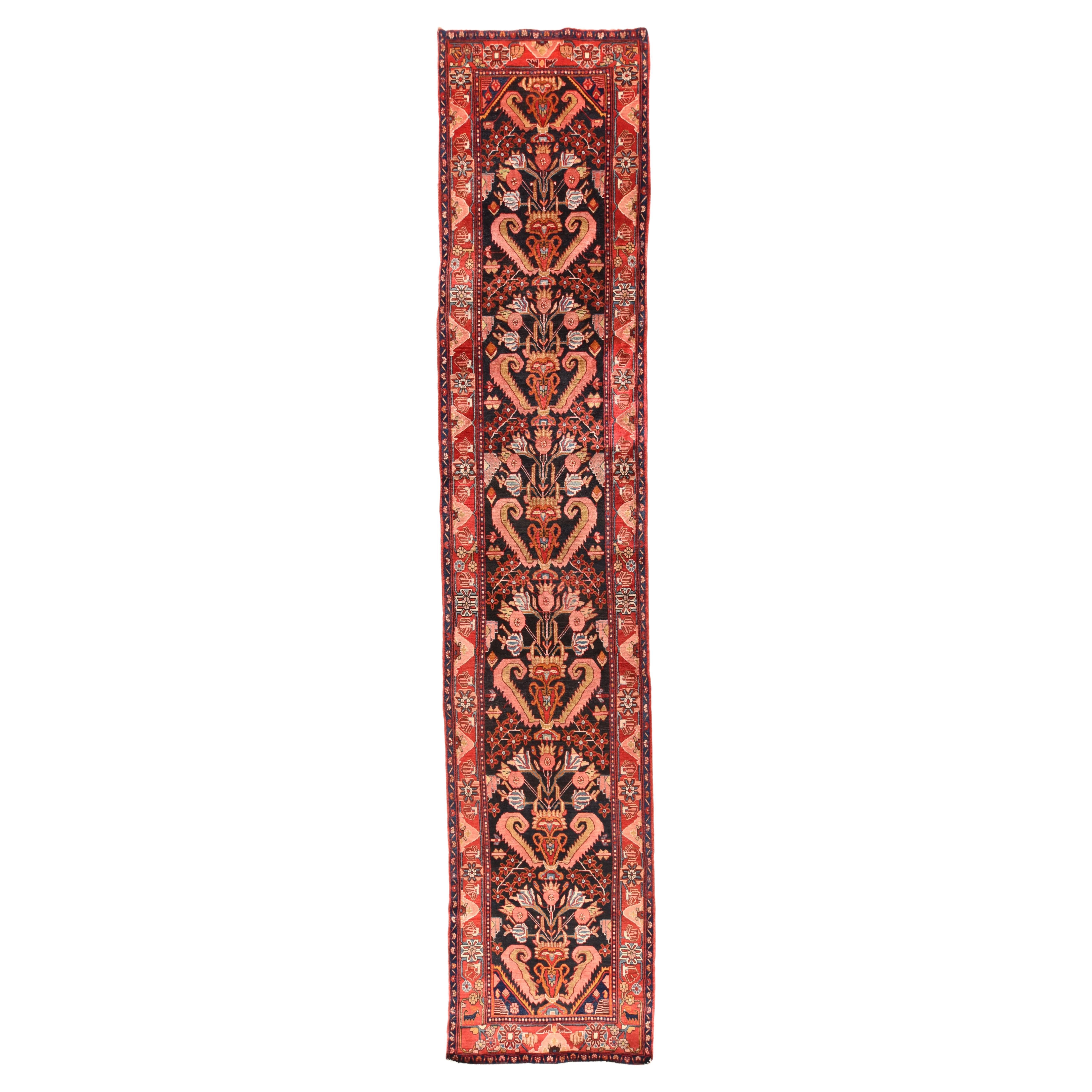 Tapis de couloir vintage Hamedan 3'6'' x 17'8''