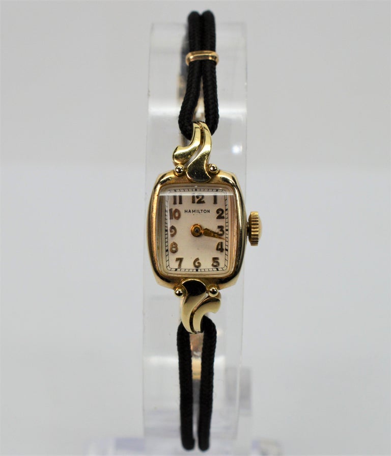 Vintage Hamilton 10 Karat Yellow Gold Ladies Wrist Watch with Rope ...