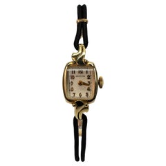 Vintage Hamilton 10 Karat Yellow Gold Ladies Wrist Watch with Rope Bracelet