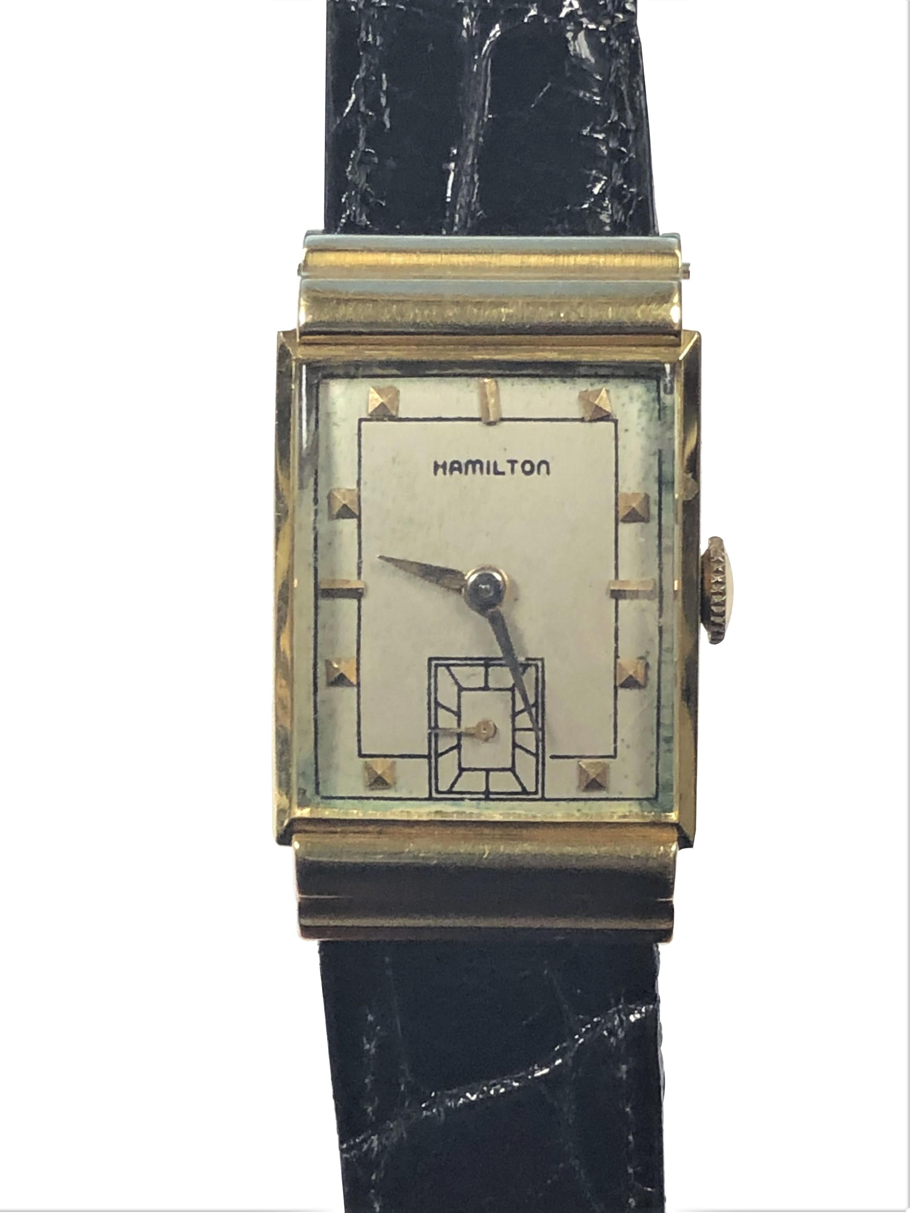 Art Deco Vintage Hamilton Barton 18K Wrist Watch with important Provenance of Kraft Foods For Sale