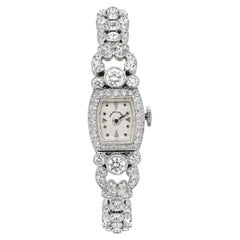 Montre vintage Hamilton en diamants et platine, 3 carats de diamants de haute qualité, 33,9 grammes