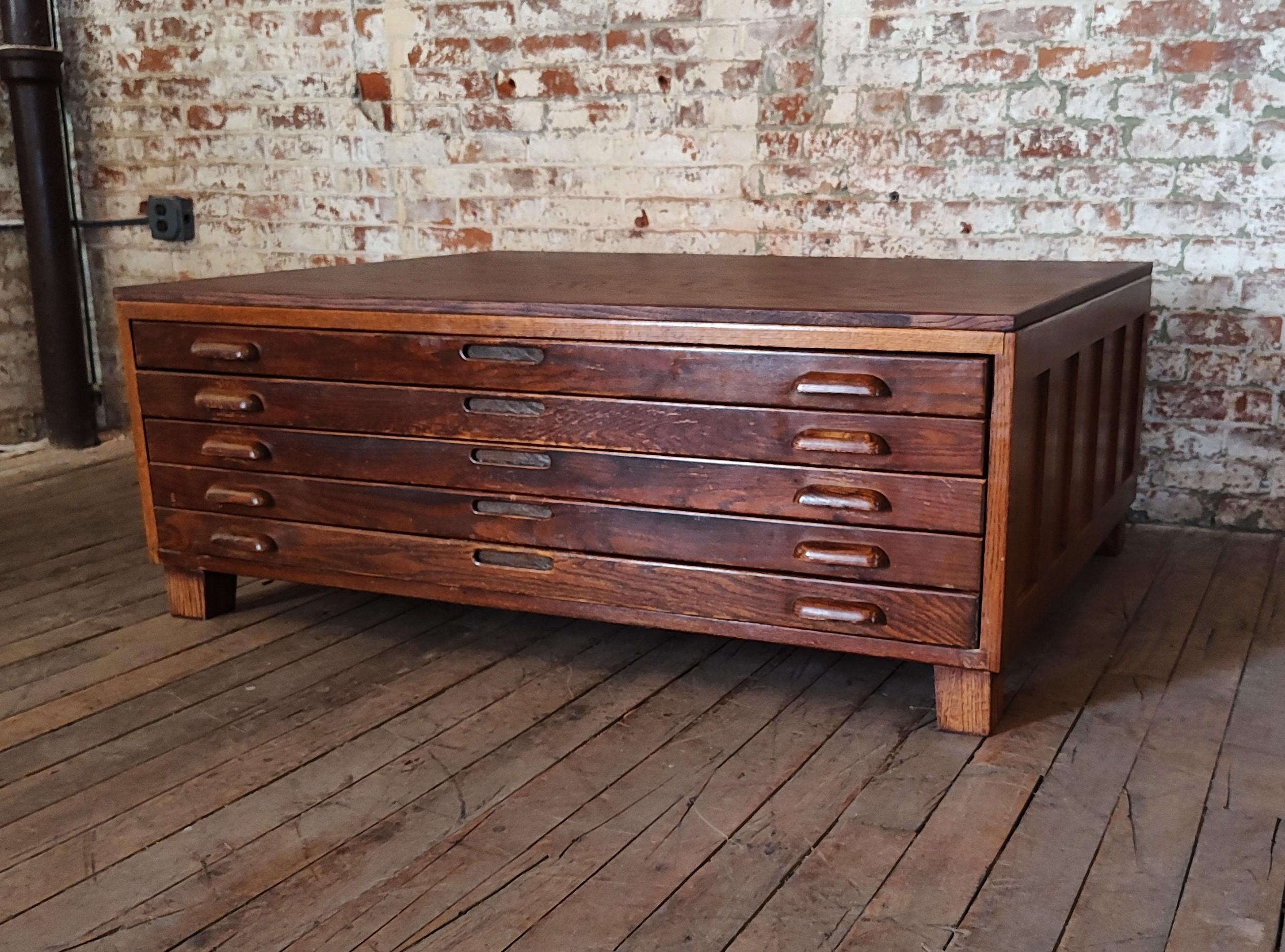 American Vintage Hamilton Flat File Coffee Table For Sale