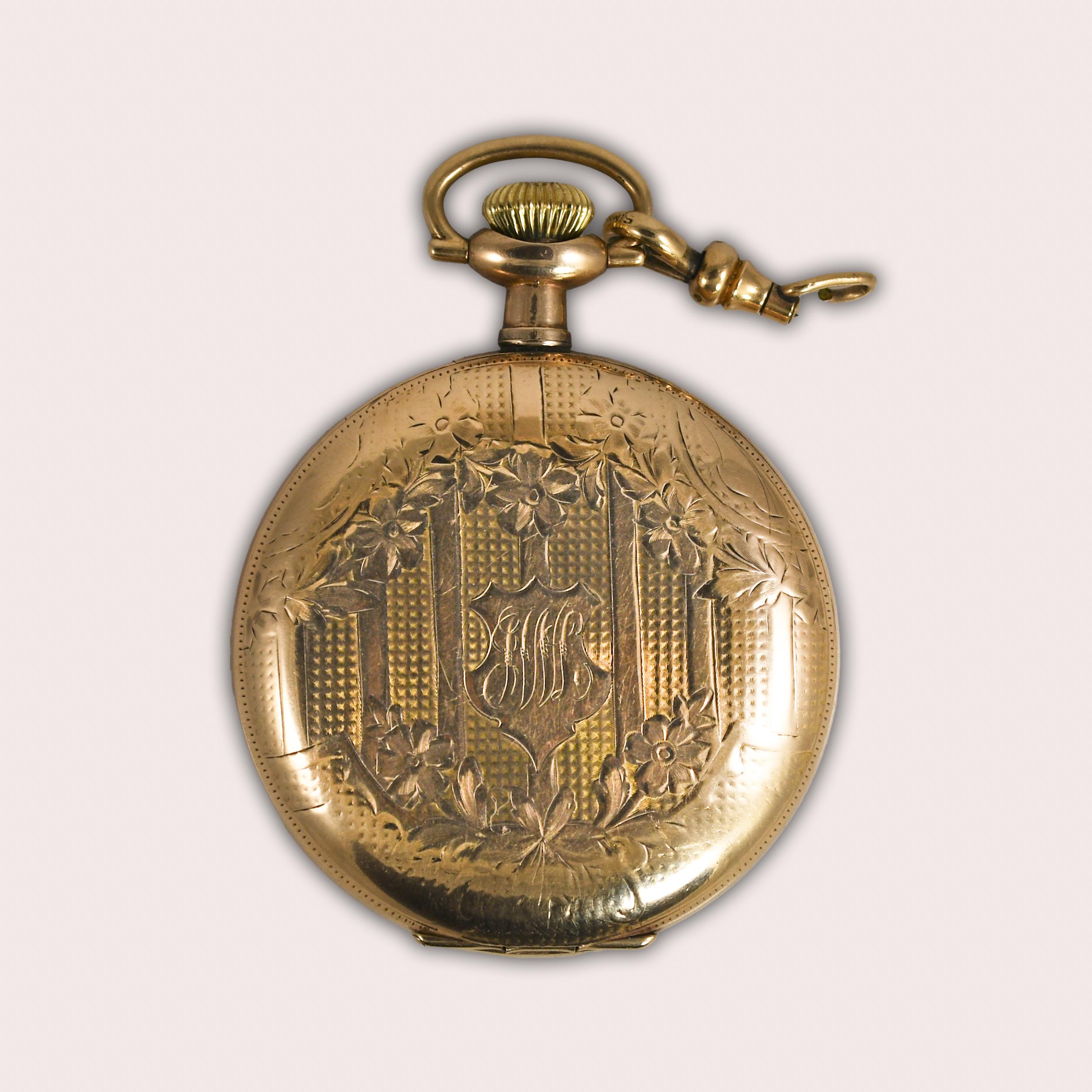 Vintage Hamilton Gold Filled Pocket Watch Size 16 In Excellent Condition For Sale In Laguna Beach, CA