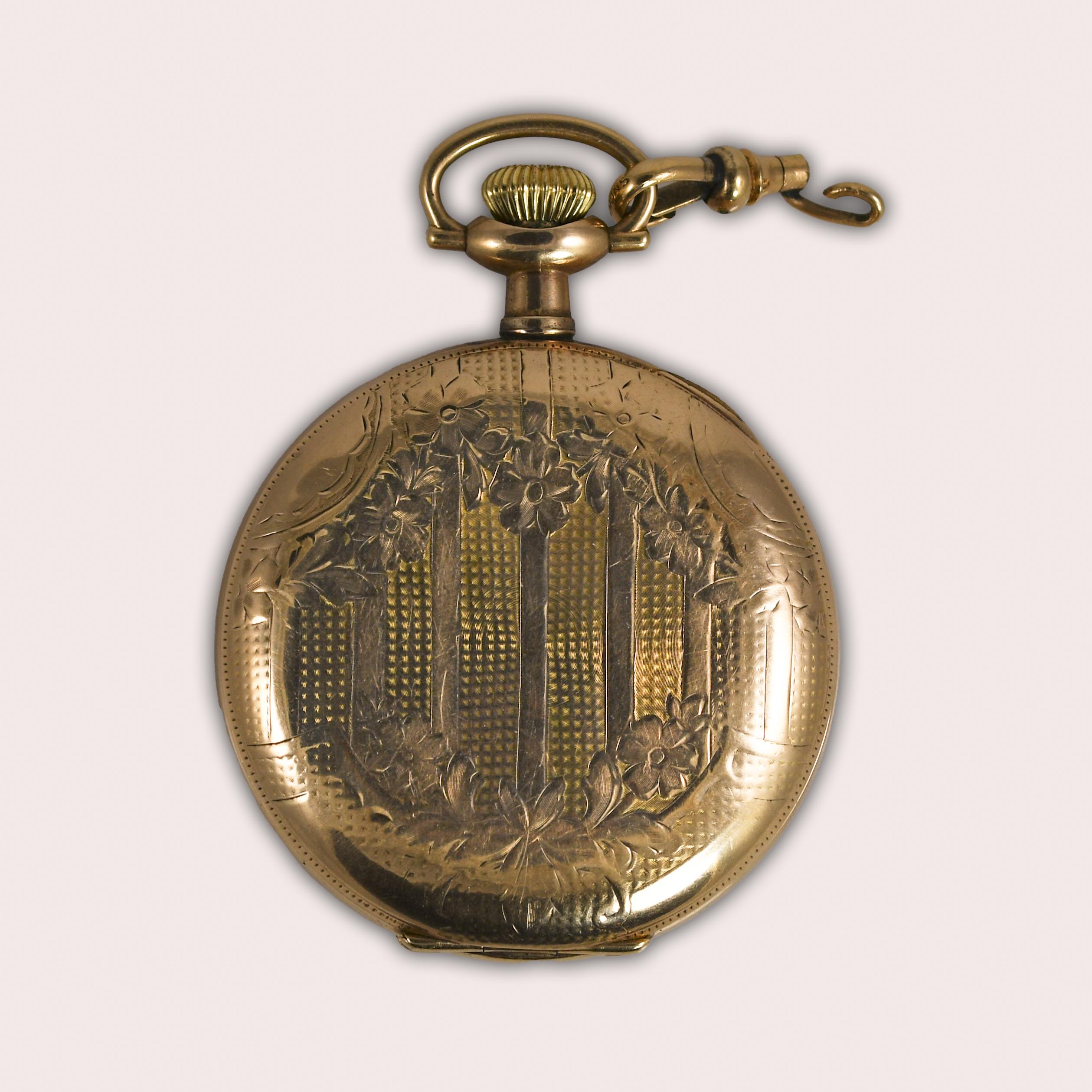 Women's or Men's Vintage Hamilton Gold Filled Pocket Watch Size 16 For Sale