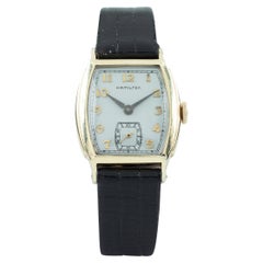 Vintage Hamilton Gold-Filled Tonneau Watch with Black Leather Band