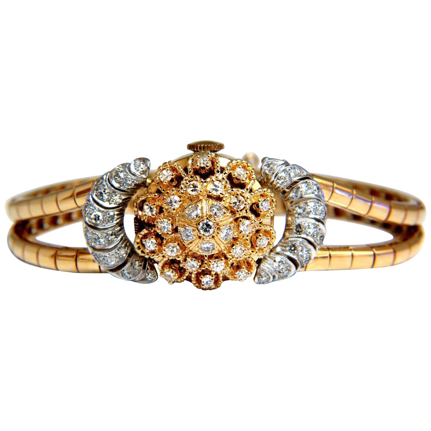 Vintage Hamilton Ladies Diamond Watch 14 Karat. 1.00 Carat Diamonds