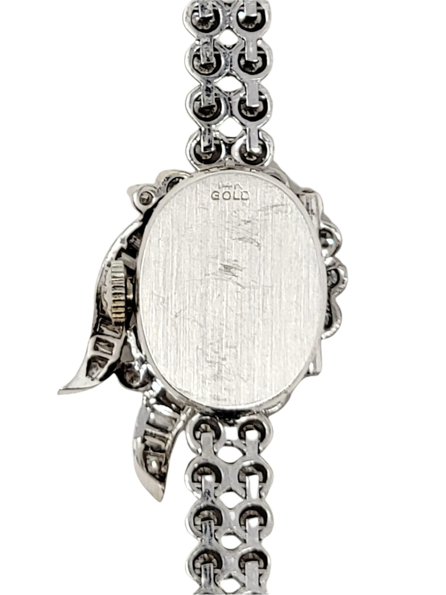 Vintage Hamilton Ladies Diamond Wristwatch / Bracelet in 14 Karat White Gold 11