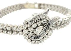 Hamilton Montre-bracelet vintage pour femme en or blanc 14 carats avec diamants