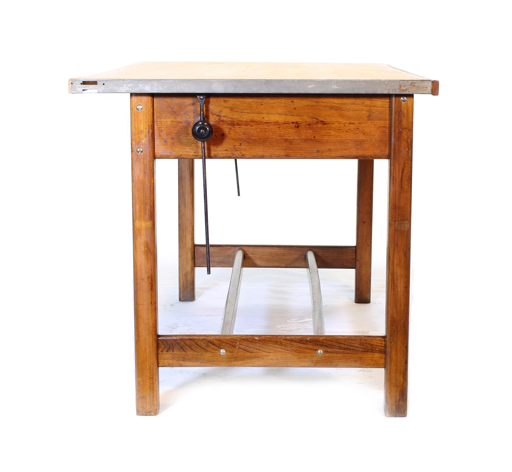 Vintage Hamilton Oak Industrial Draftsman's Desk 6