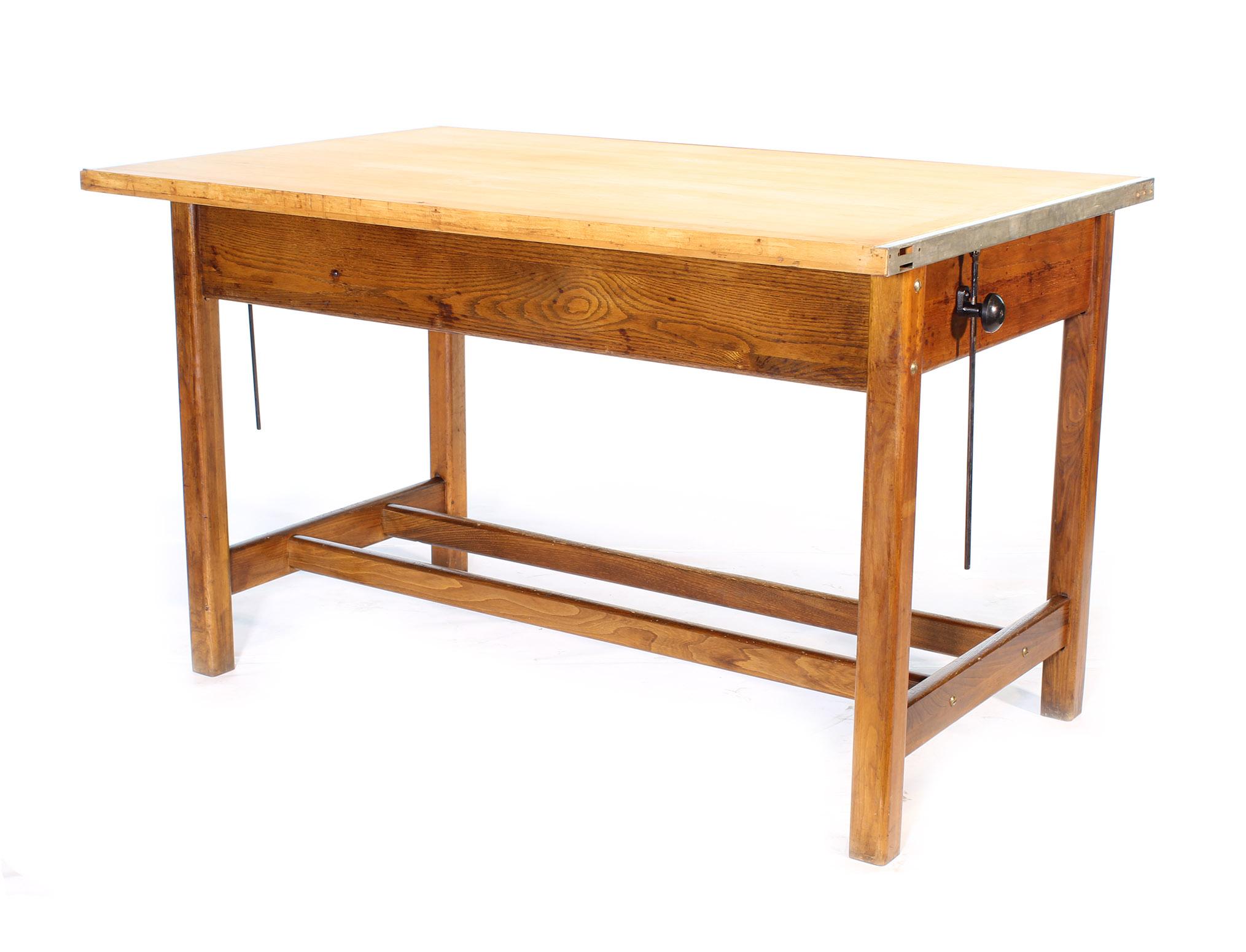 American Vintage Hamilton Oak Industrial Draftsman's Desk