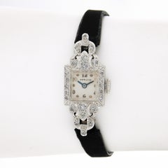 Vintage Hamilton Platinum 0.45ctw Diamond Fancy Ladies Dress Wrist Watch