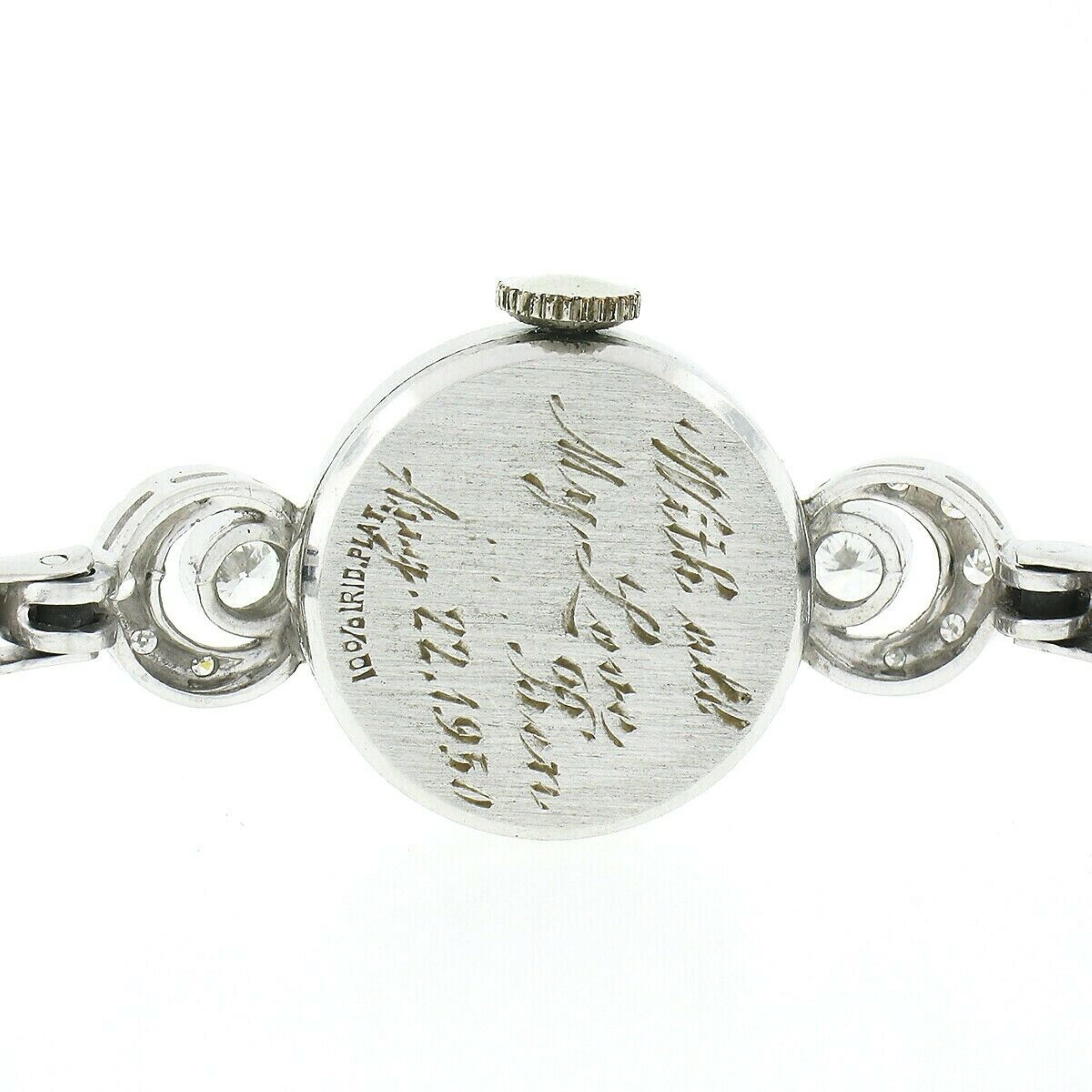 Art Deco Vintage Hamilton Platinum 1.50ct Round Diamond Ladies Fancy Dress Watch Bracelet
