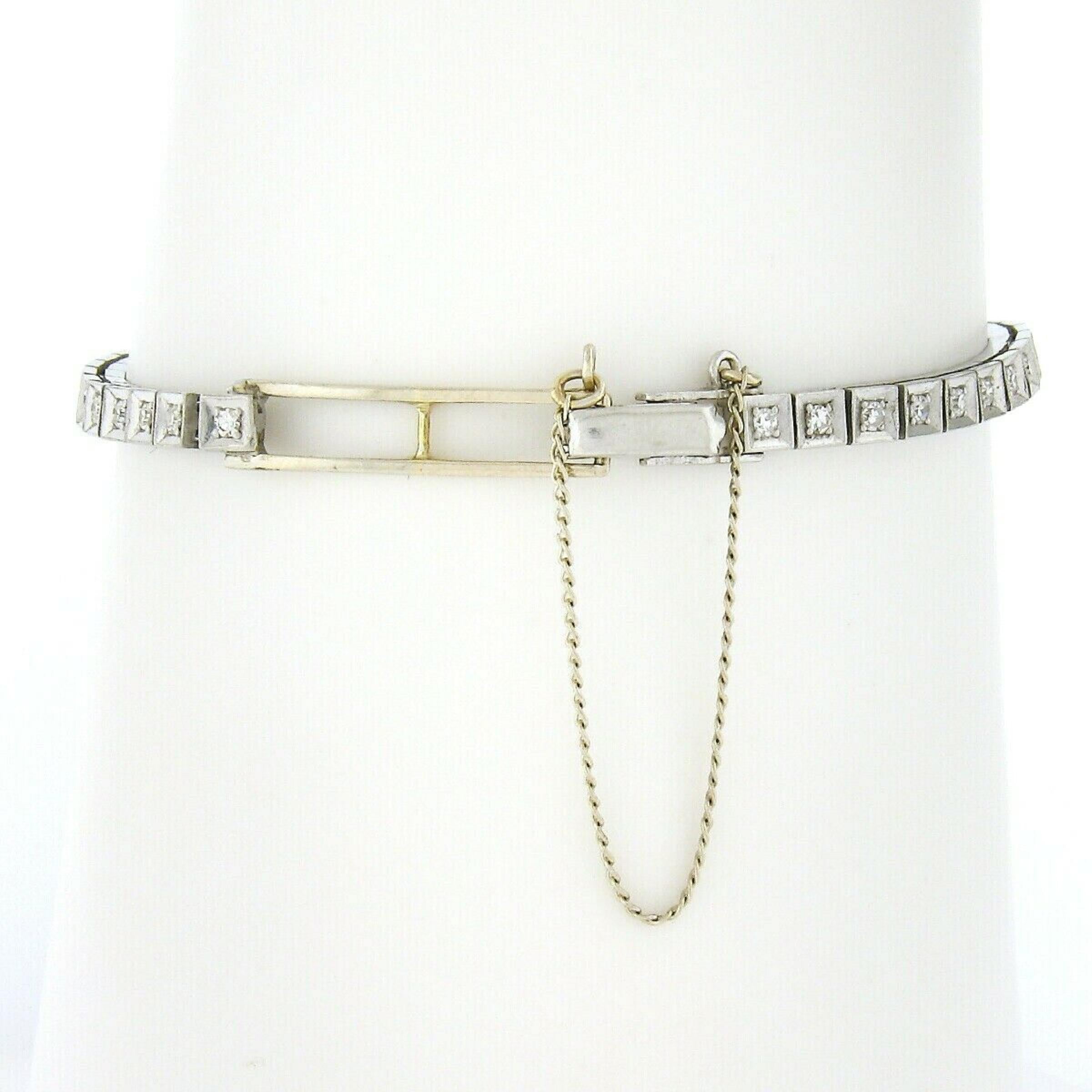 Vintage Hamilton Platinum 1.50ct Round Diamond Ladies Fancy Dress Watch Bracelet In Good Condition In Montclair, NJ