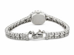 Vintage Hamilton Platinum 4.45ct Marquise Baguette Diamond Hidden Watch Bracelet