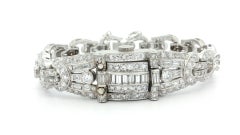 Vintage Hamilton Platinum 7.86ctw Round & Baguette Diamond Hidden Watch Bracelet
