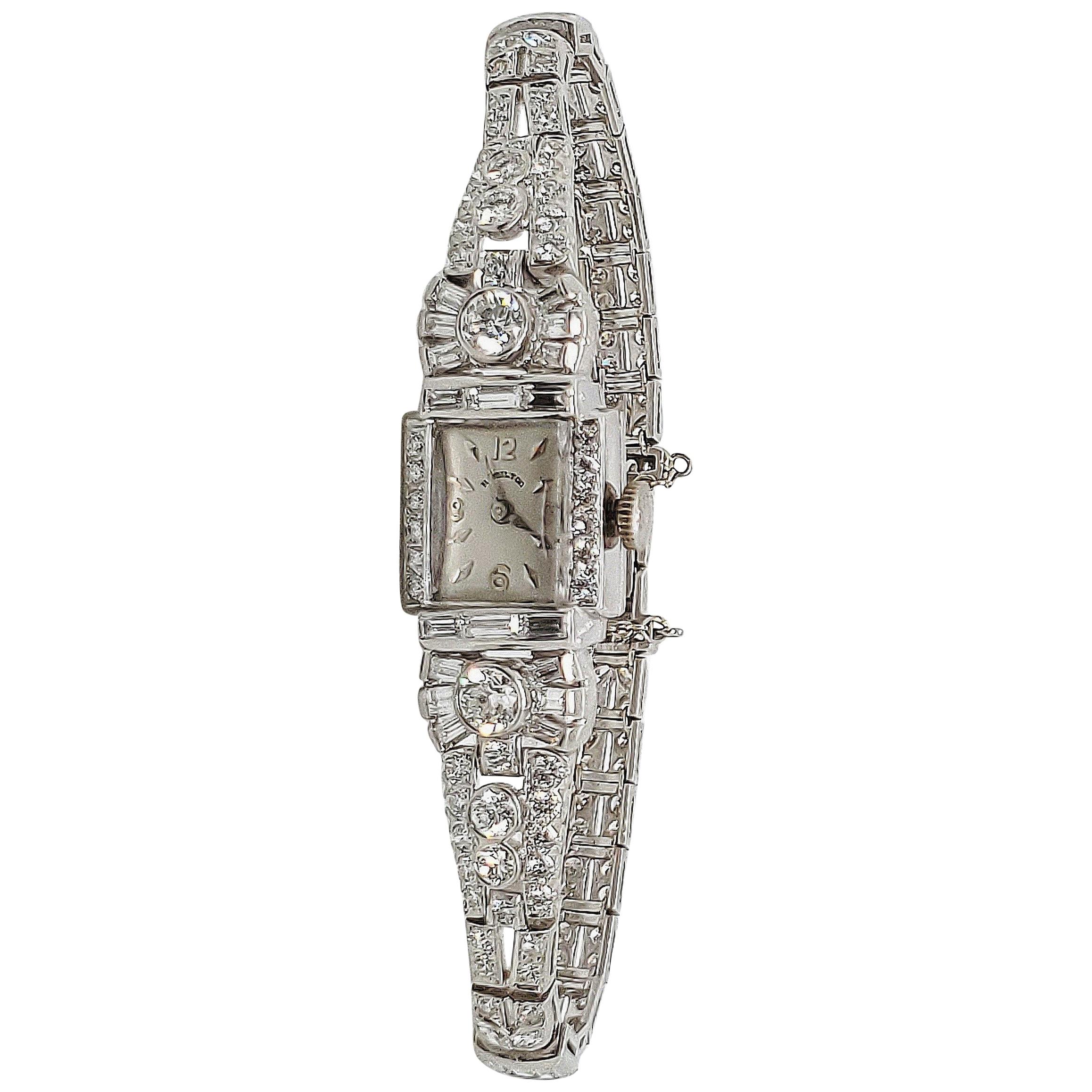 Vintage Hamilton Platinum and Diamond Ladies Watch